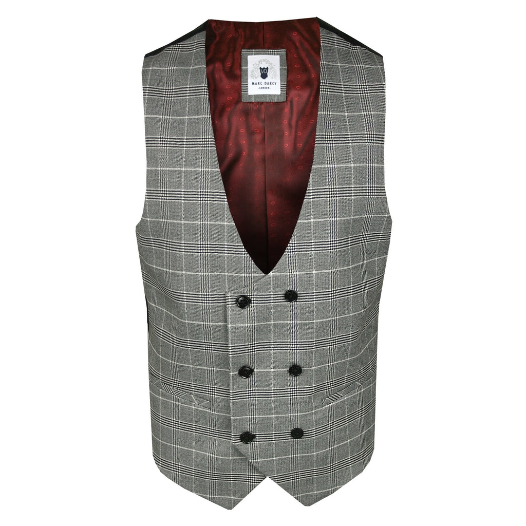 MARC DARCY ROSS CHECK WAISTCOAT GREY