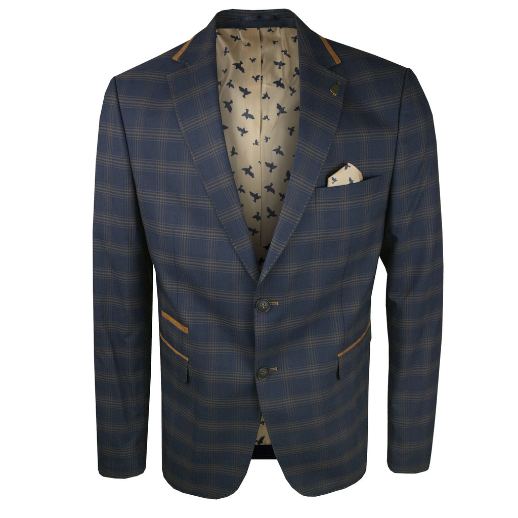 FRATELLI UNITI FJK1015 CHECKED BLAZER NAVY/TAN