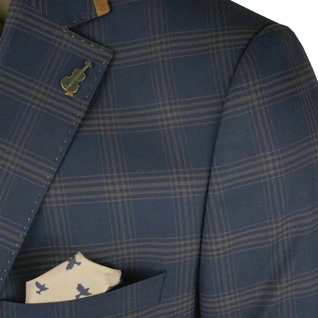 FRATELLI UNITI FJK1015 CHECKED BLAZER NAVY/TAN