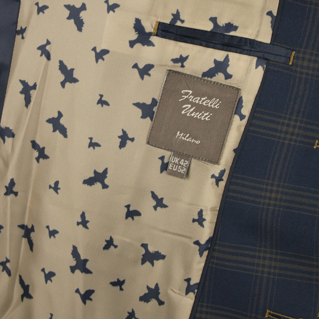 FRATELLI UNITI FJK1015 CHECKED BLAZER NAVY/TAN