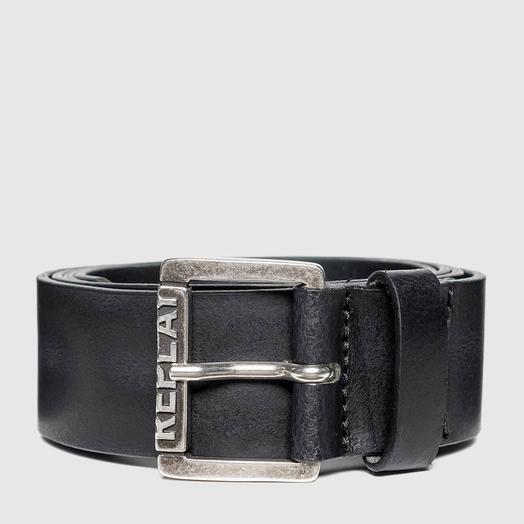 REPLAY AM2509 CRUST LEATHER BELT BLACK