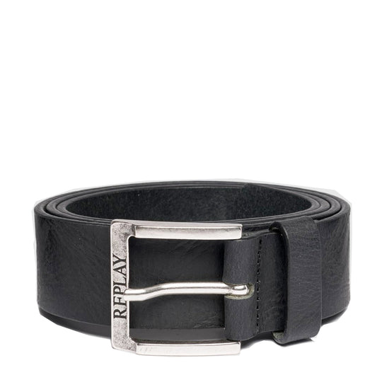 Replay Ams531 Leather Crinkle Effect Belt Brown