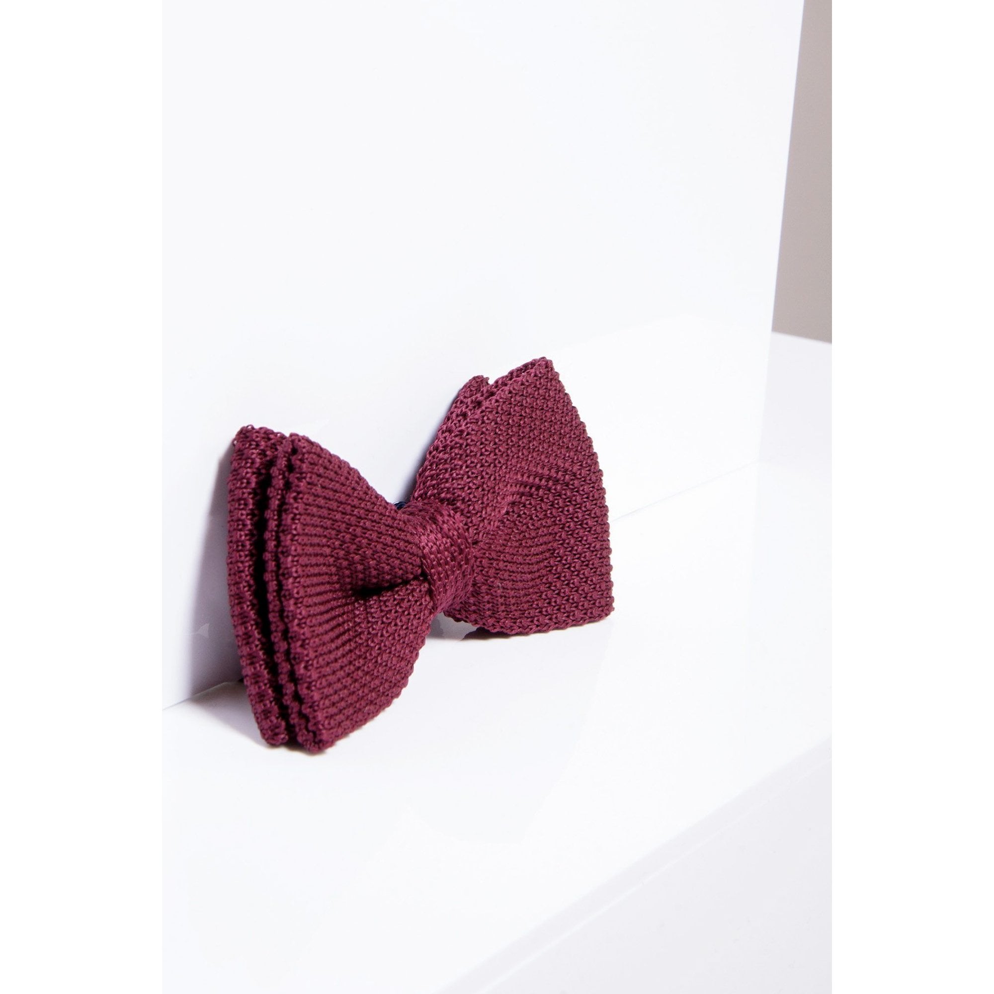 MARC DARCY KNITTED DOUBLE LAYER BOW TIE WINE