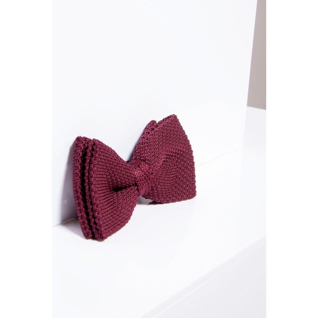 MARC DARCY KNITTED DOUBLE LAYER BOW TIE WINE
