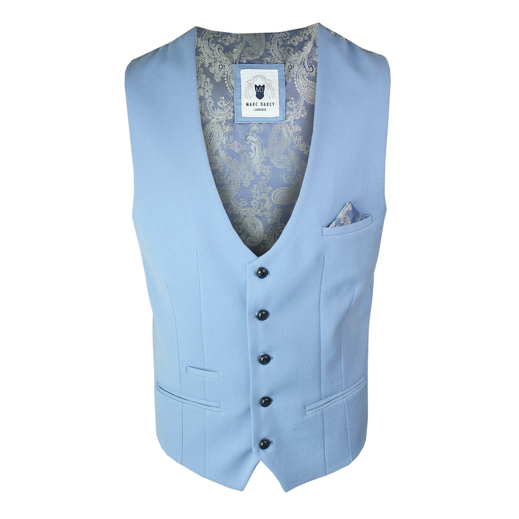 MARC DARCY KELLY SINGLE BREASTED WAISTCOAT SKY BLUE