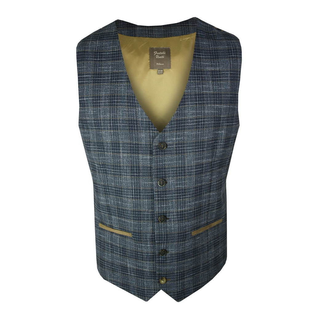 FRATELLI UNITI FWC1043 CHECK WAISTCOAT NAVY