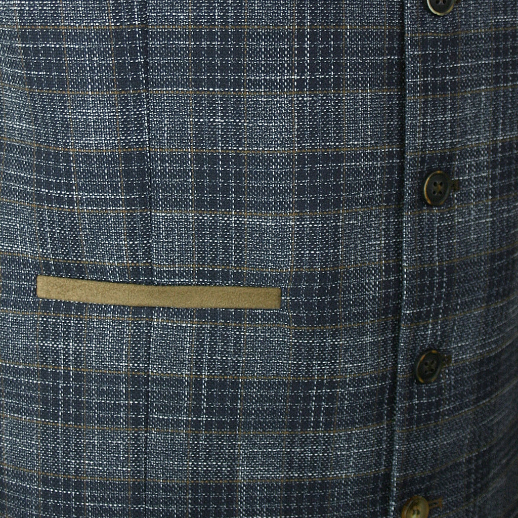 FRATELLI UNITI FWC1043 CHECK WAISTCOAT NAVY