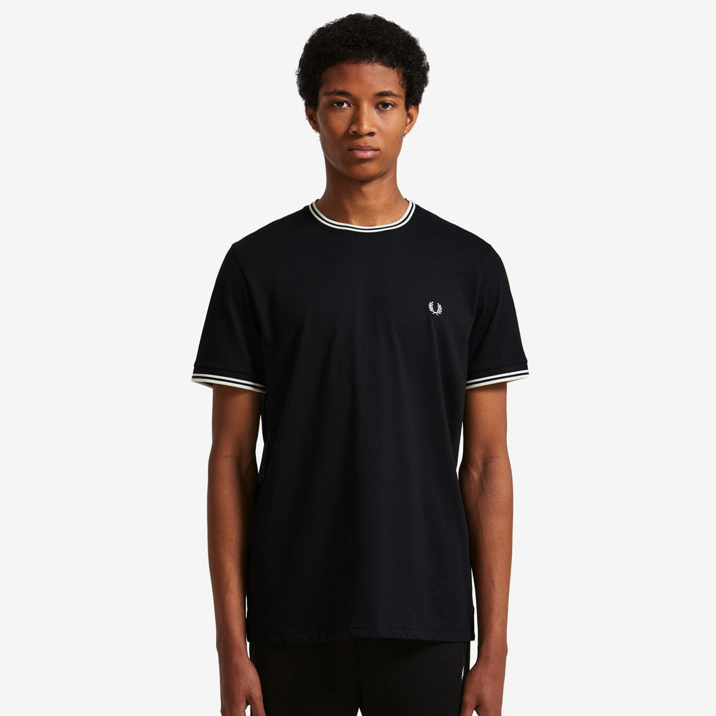 FRED PERRY M1588 TWIN TIPPED T-SHIRT BLACK