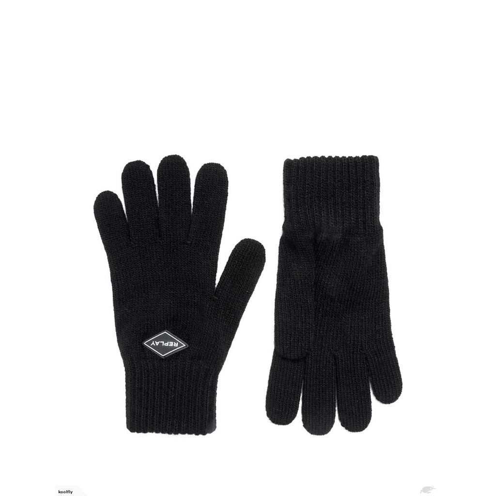 REPLAY AM6046 KNIT GLOVES BLACK
