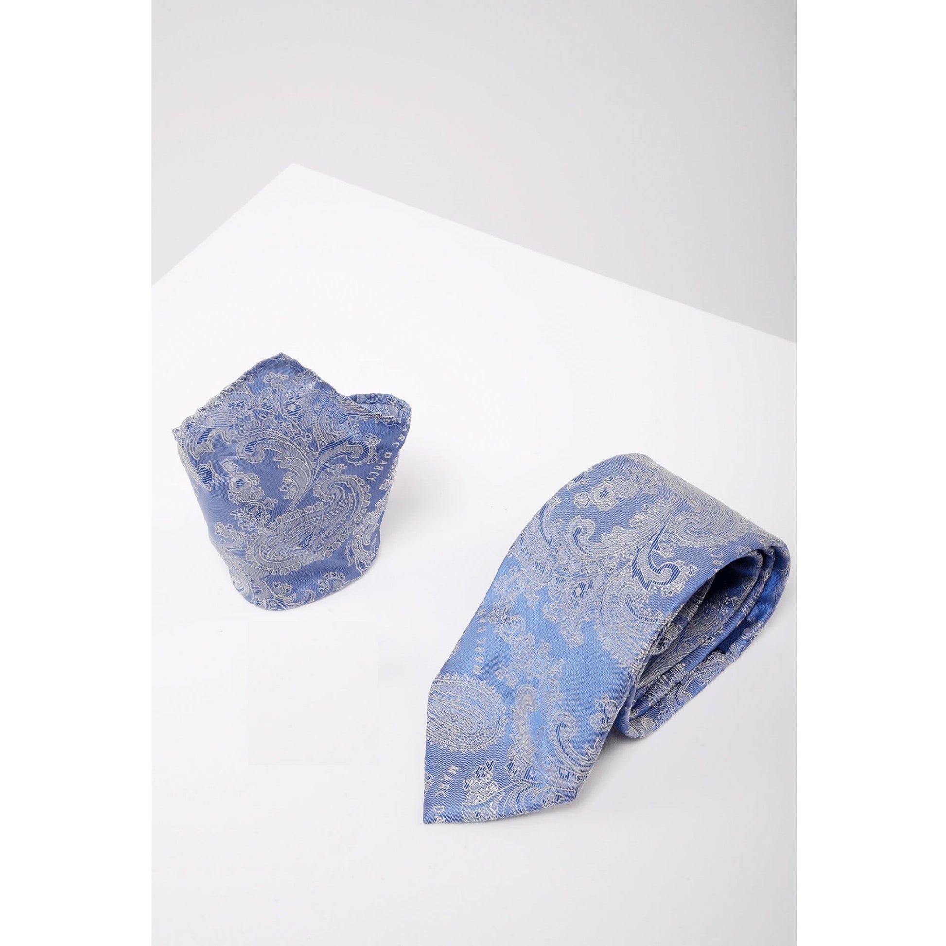 Marc Darcy Paisley Tie & Pocket Square Set Sky