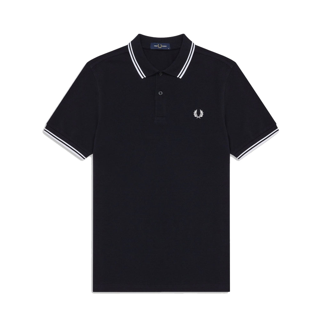 FRED PERRY M3600 TWIN TIPPED POLO NAVY/WHITE