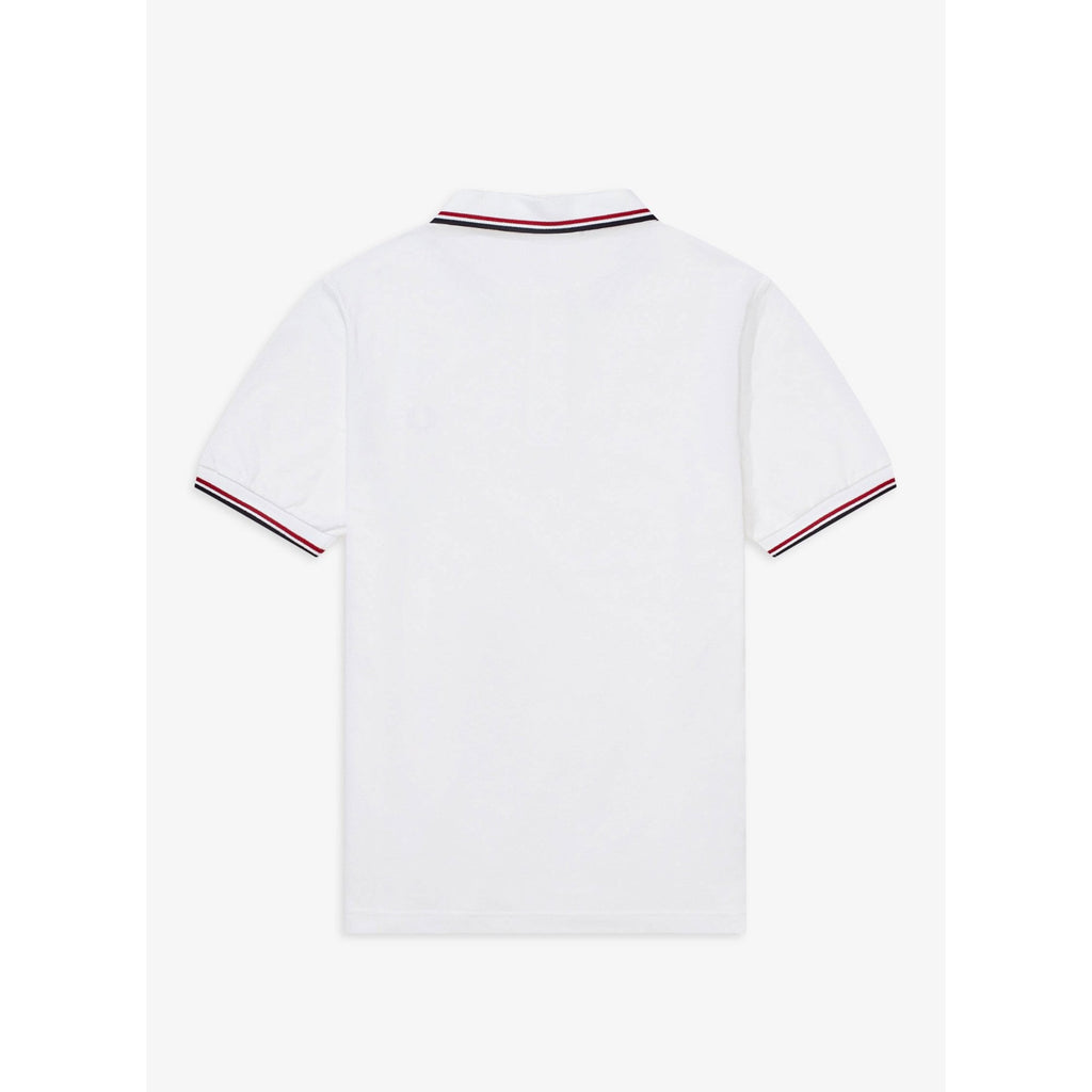 FRED PERRY M3600 TWIN TIPPED POLO T-SHIRT WHITE/RED/NAVY