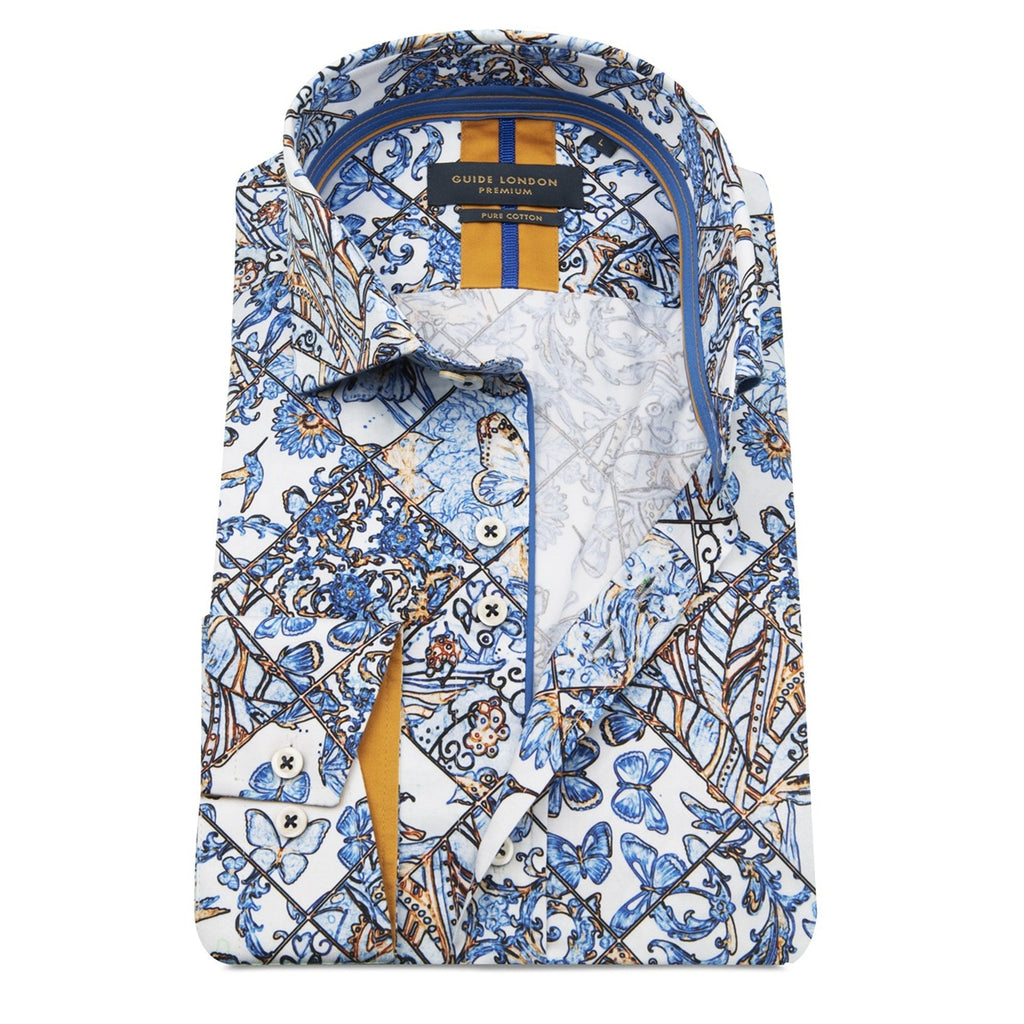 GUIDE LONDON LS.75416 PATTERNED SHIRT BLUE