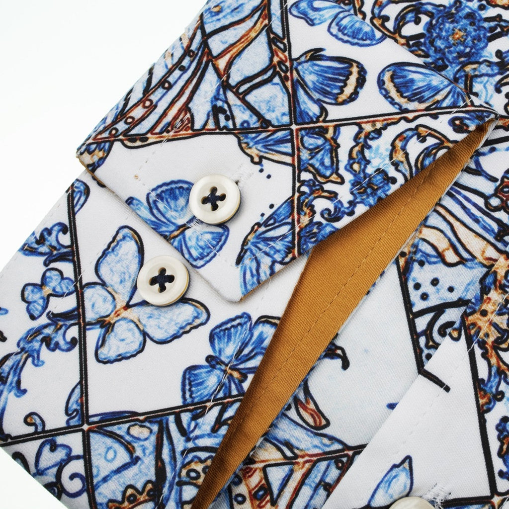 GUIDE LONDON LS.75416 PATTERNED SHIRT BLUE