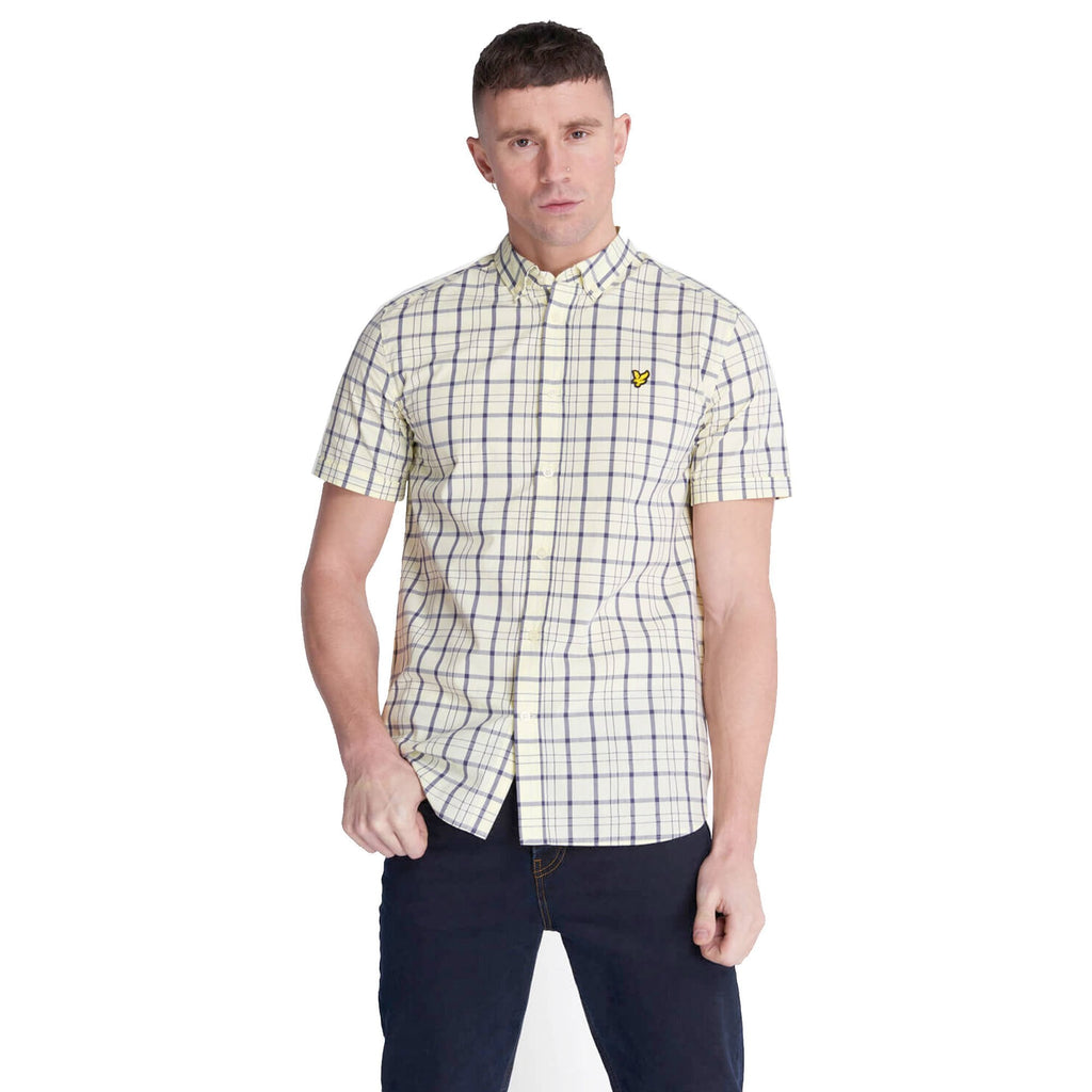 LYLE & SCOTT SHORT SLEEVE CHECK SHIRT BUTTERCREAM
