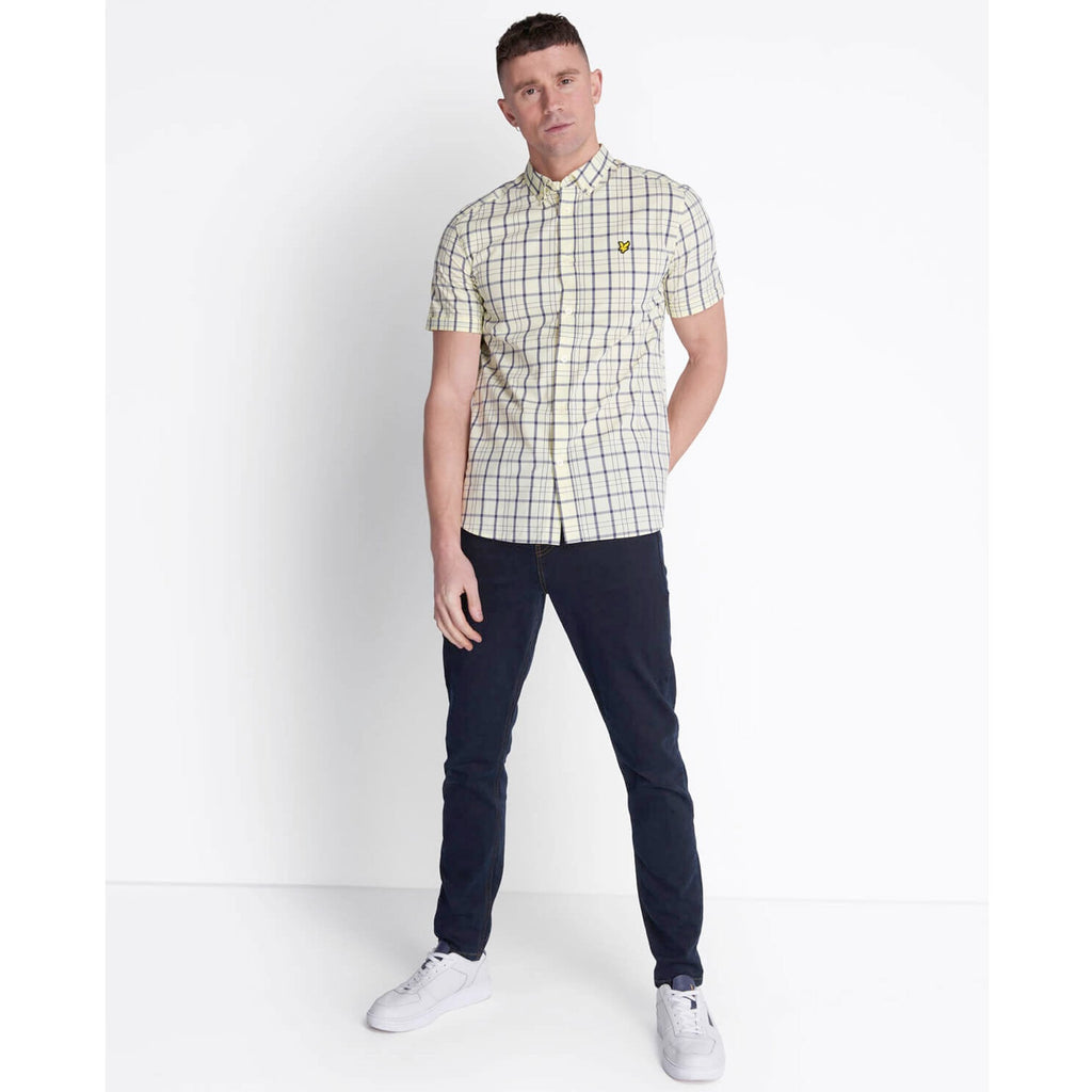 LYLE & SCOTT SHORT SLEEVE CHECK SHIRT BUTTERCREAM