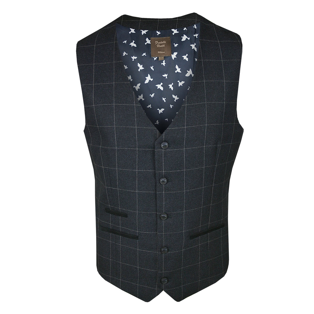 FRATELLI UNITI FWC1025 CHECK WAISTCOAT MIDNIGHT