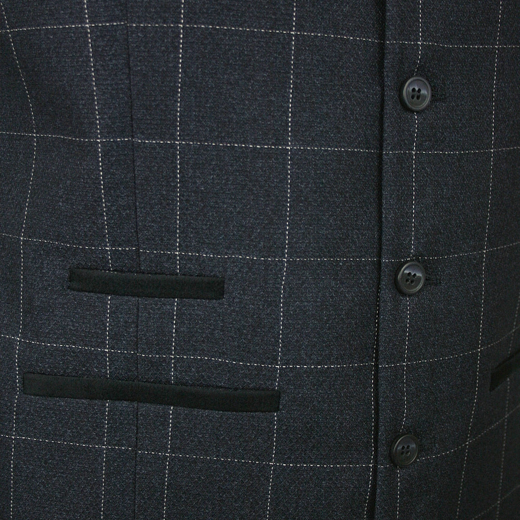 FRATELLI UNITI FWC1025 CHECK WAISTCOAT MIDNIGHT
