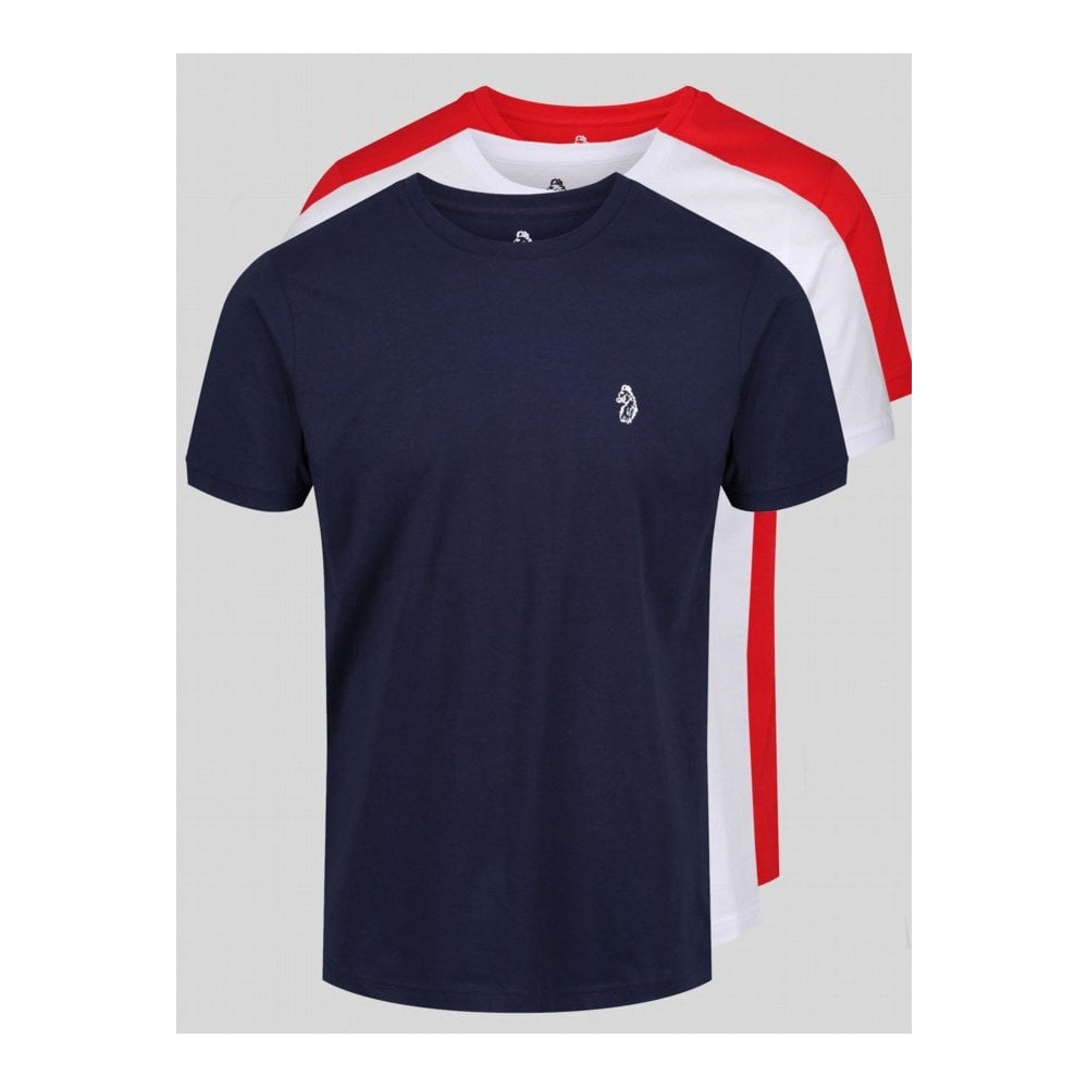 LUKE 1977 3 PACK JOHNYS CREW T-SHIRT RED/WHITE/NAVY