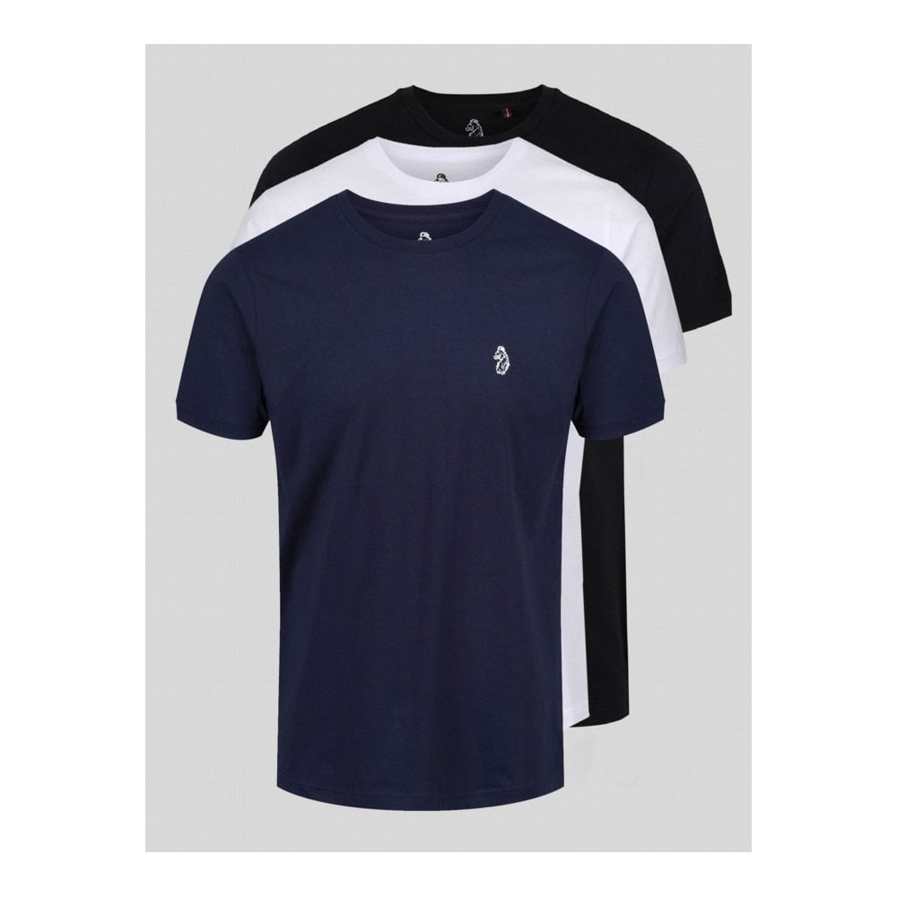 LUKE 1977 3 PACK JOHNYS CREW T-SHIRT BLACK/WHITE/NAVY