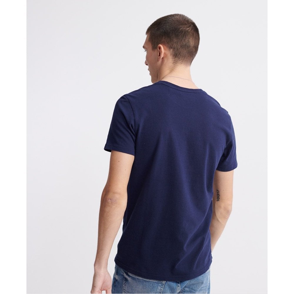 SUPERDRY EMBOSSED PASTEL LINE T-SHIRT RICH NAVY