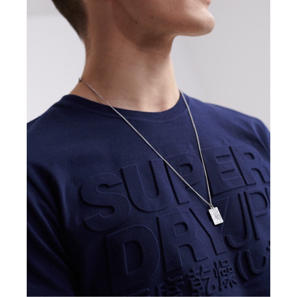 SUPERDRY EMBOSSED PASTEL LINE T-SHIRT RICH NAVY