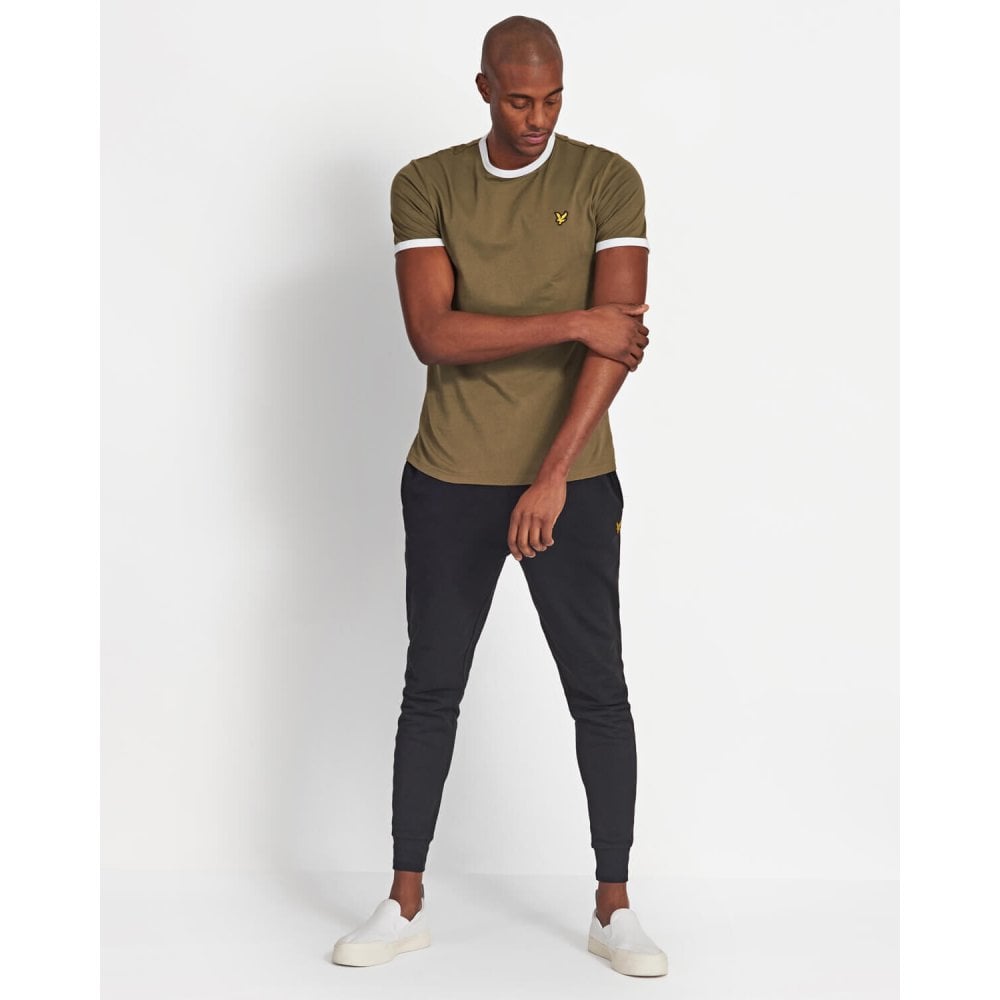 LYLE & SCOTT RINGER T SHIRT LICHEN GREEN/WHITE
