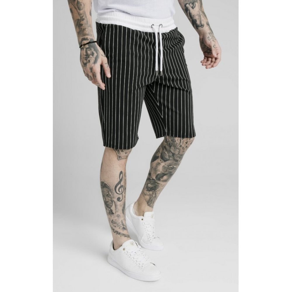 SIK SILK PINSTRIPE CHINO SHORT BLACK