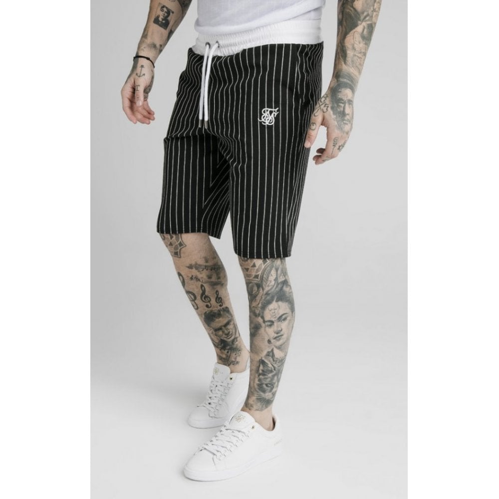 SIK SILK PINSTRIPE CHINO SHORT BLACK