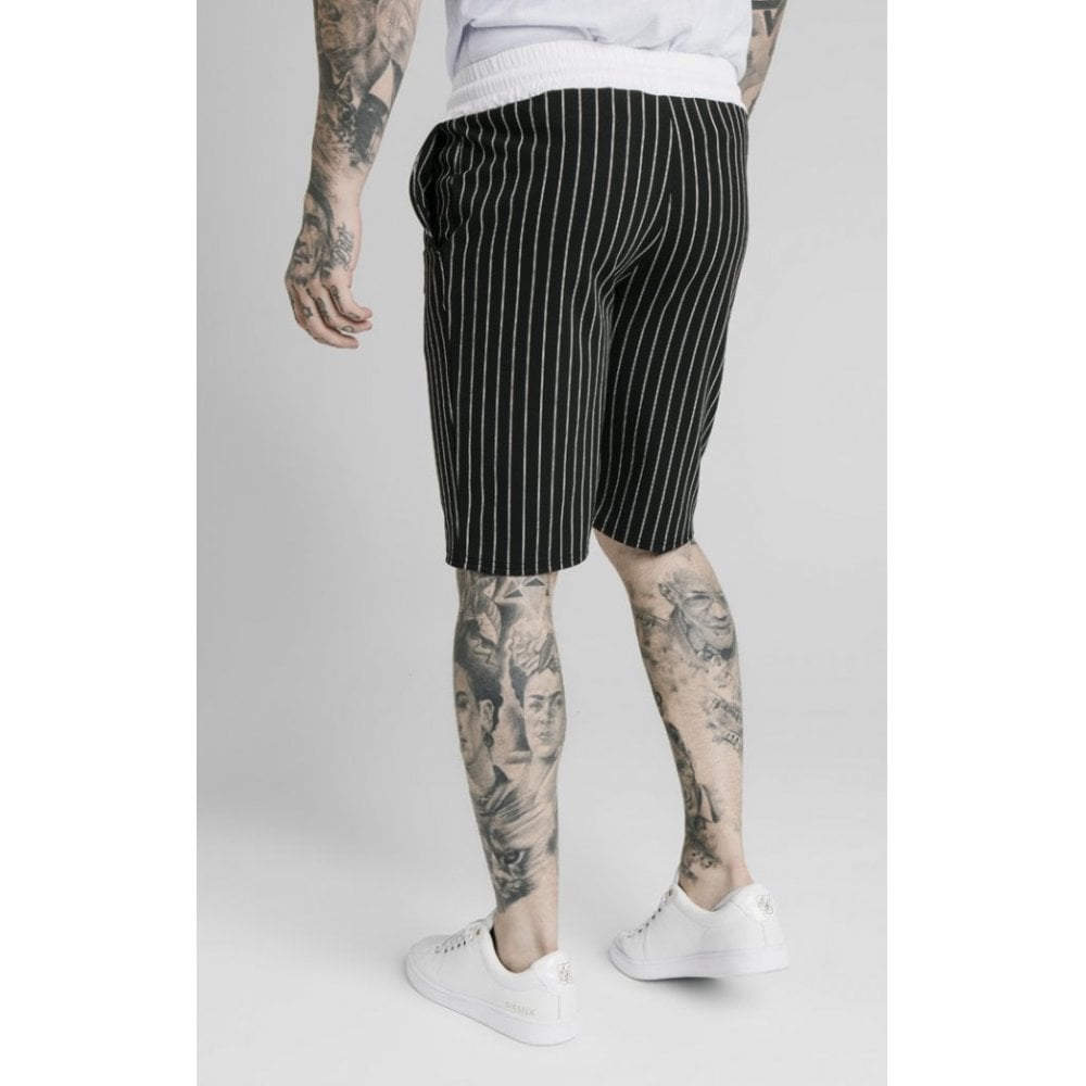 SIK SILK PINSTRIPE CHINO SHORT BLACK