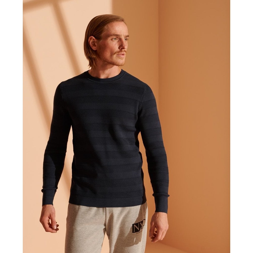SUPERDRY FINE TEXT CREW CARBON NAVY