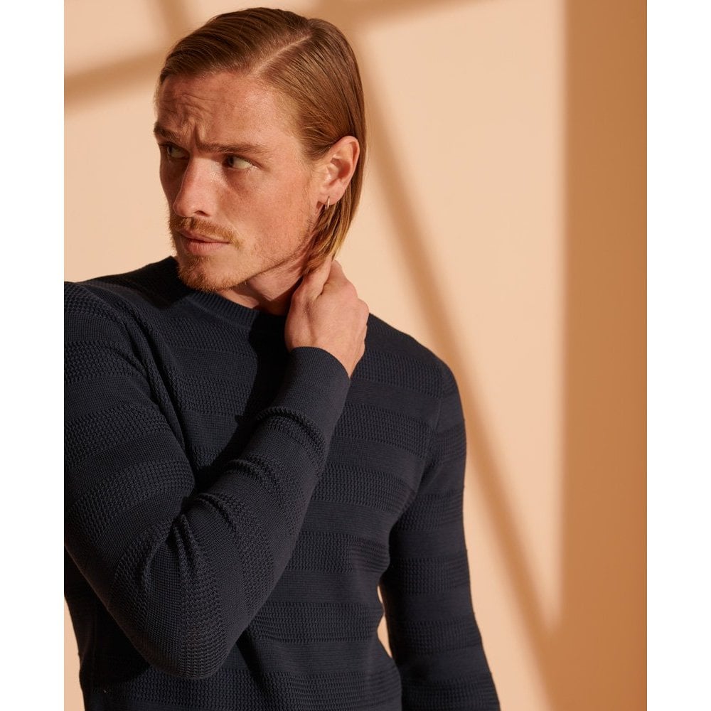 SUPERDRY FINE TEXT CREW CARBON NAVY