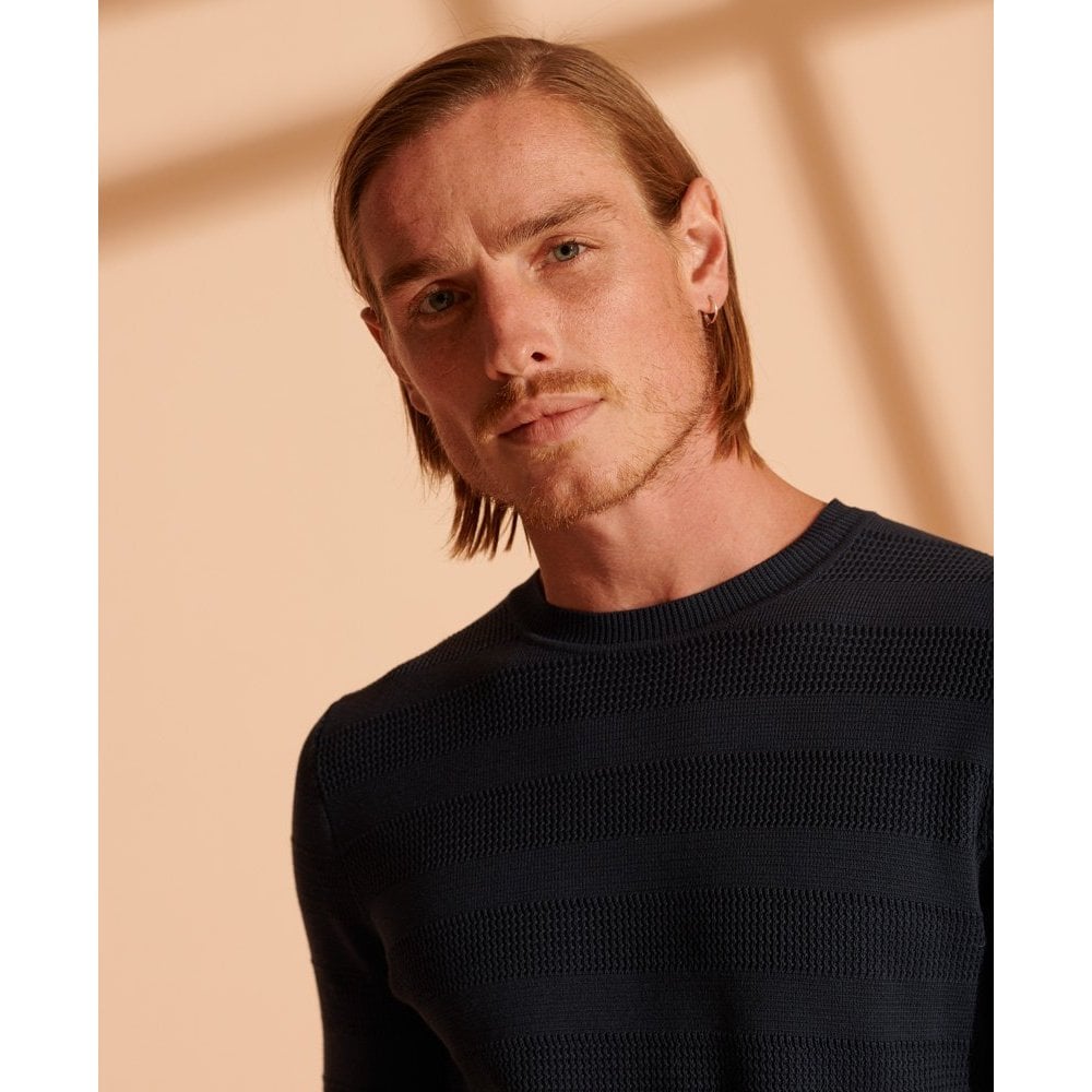 SUPERDRY FINE TEXT CREW CARBON NAVY