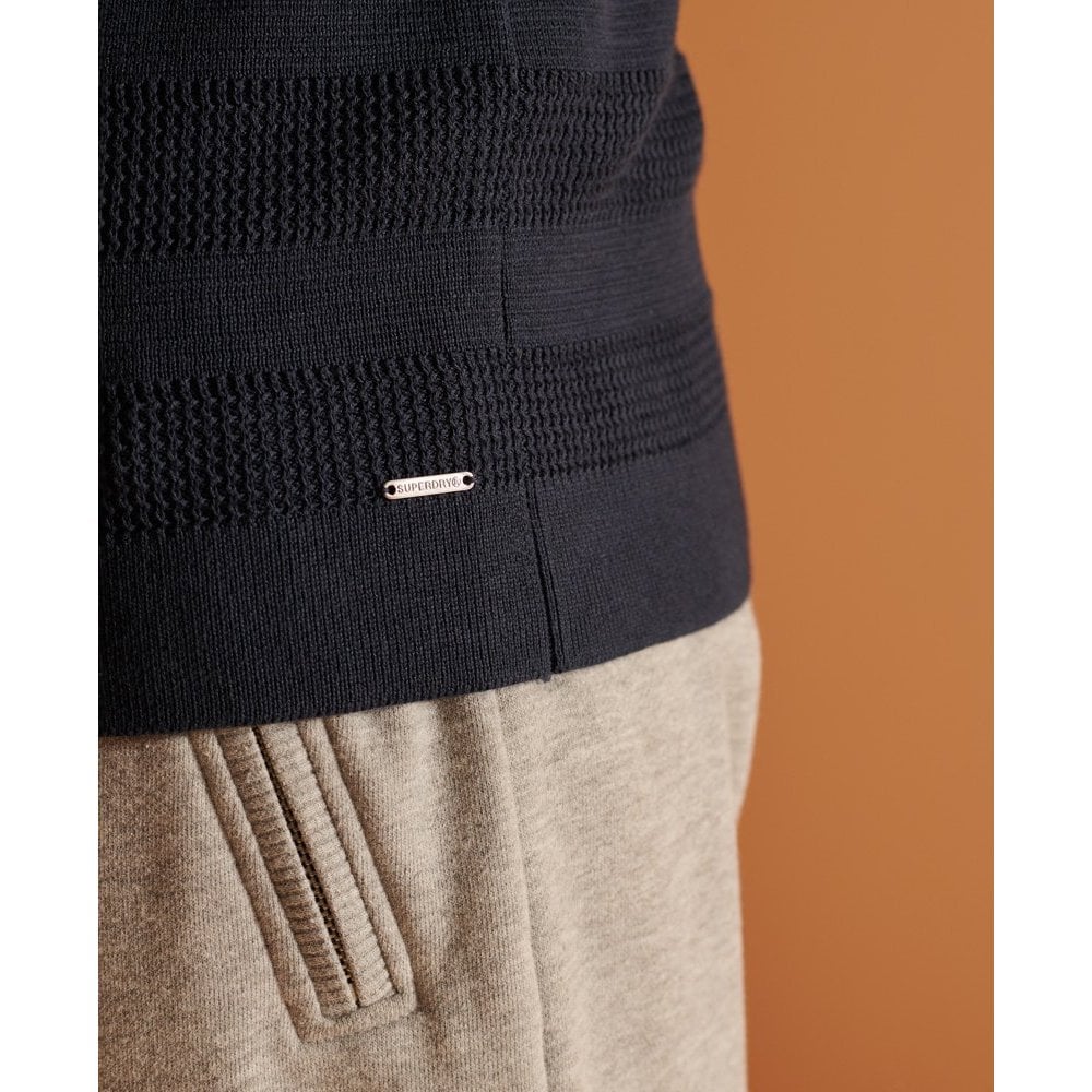SUPERDRY FINE TEXT CREW CARBON NAVY