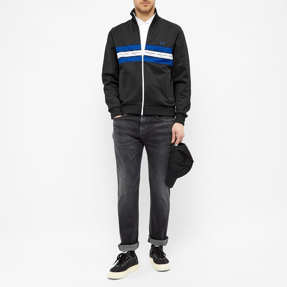 FRED PERRY J8502 TAPED CHEST TRACK JACKET BLACK