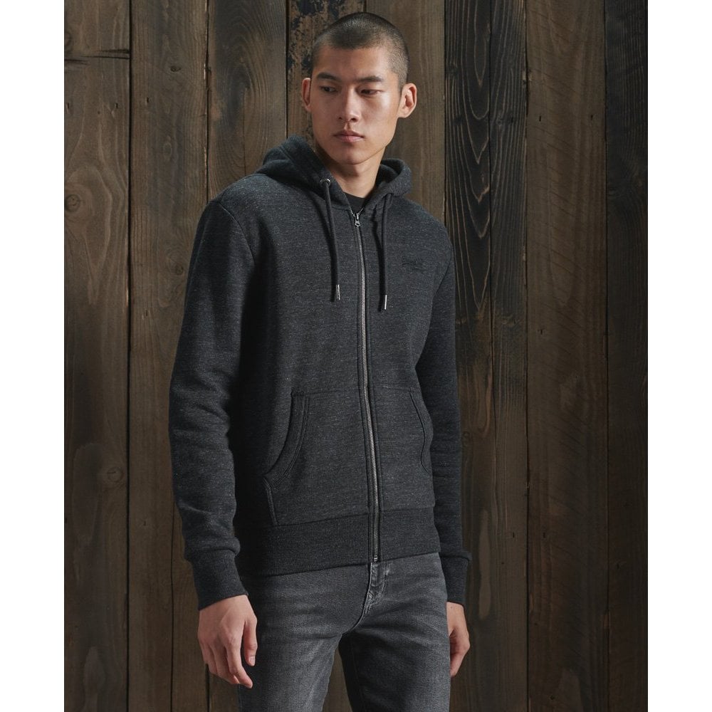 SUPERDRY ORANGE LABEL CLASSIC ZIP HOOD BLACK SNOW