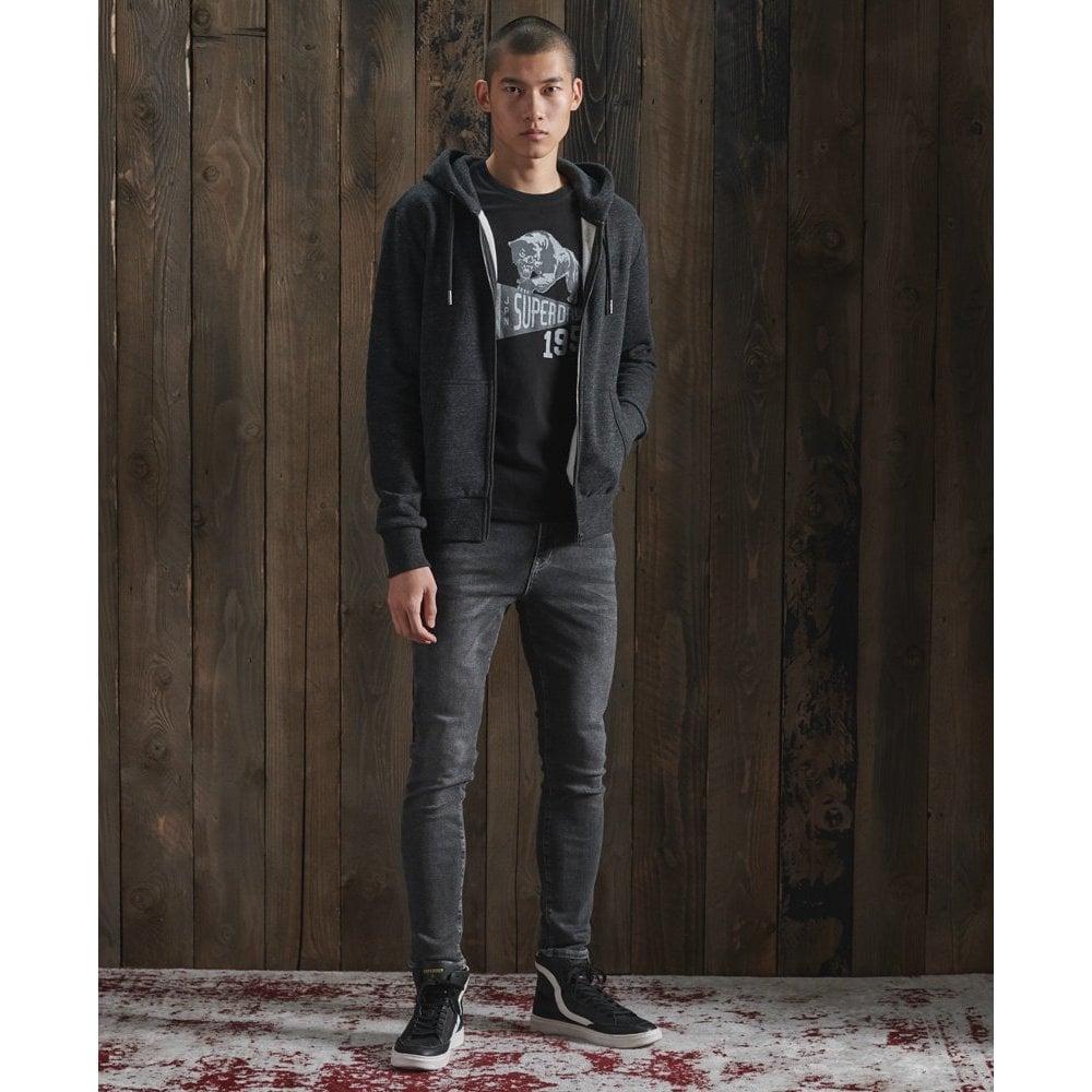 SUPERDRY ORANGE LABEL CLASSIC ZIP HOOD BLACK SNOW