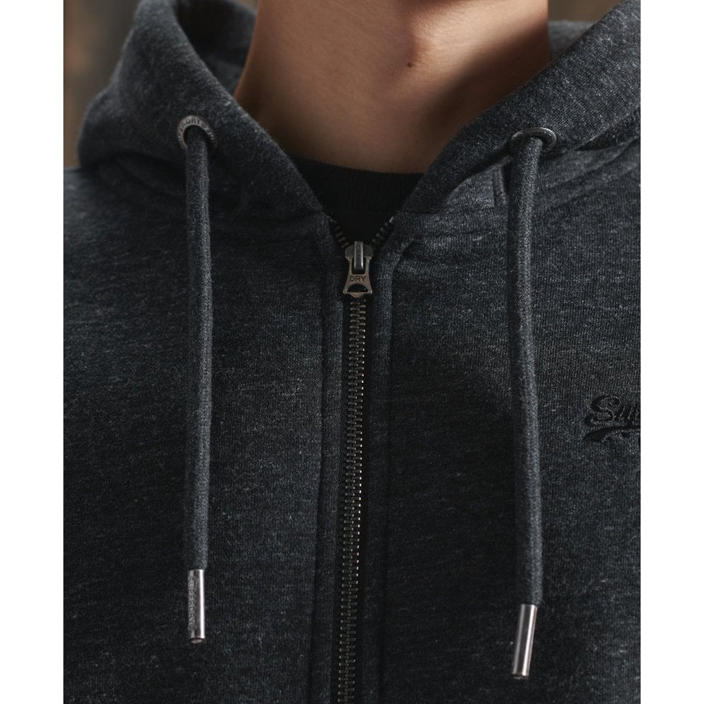 SUPERDRY ORANGE LABEL CLASSIC ZIP HOOD BLACK SNOW