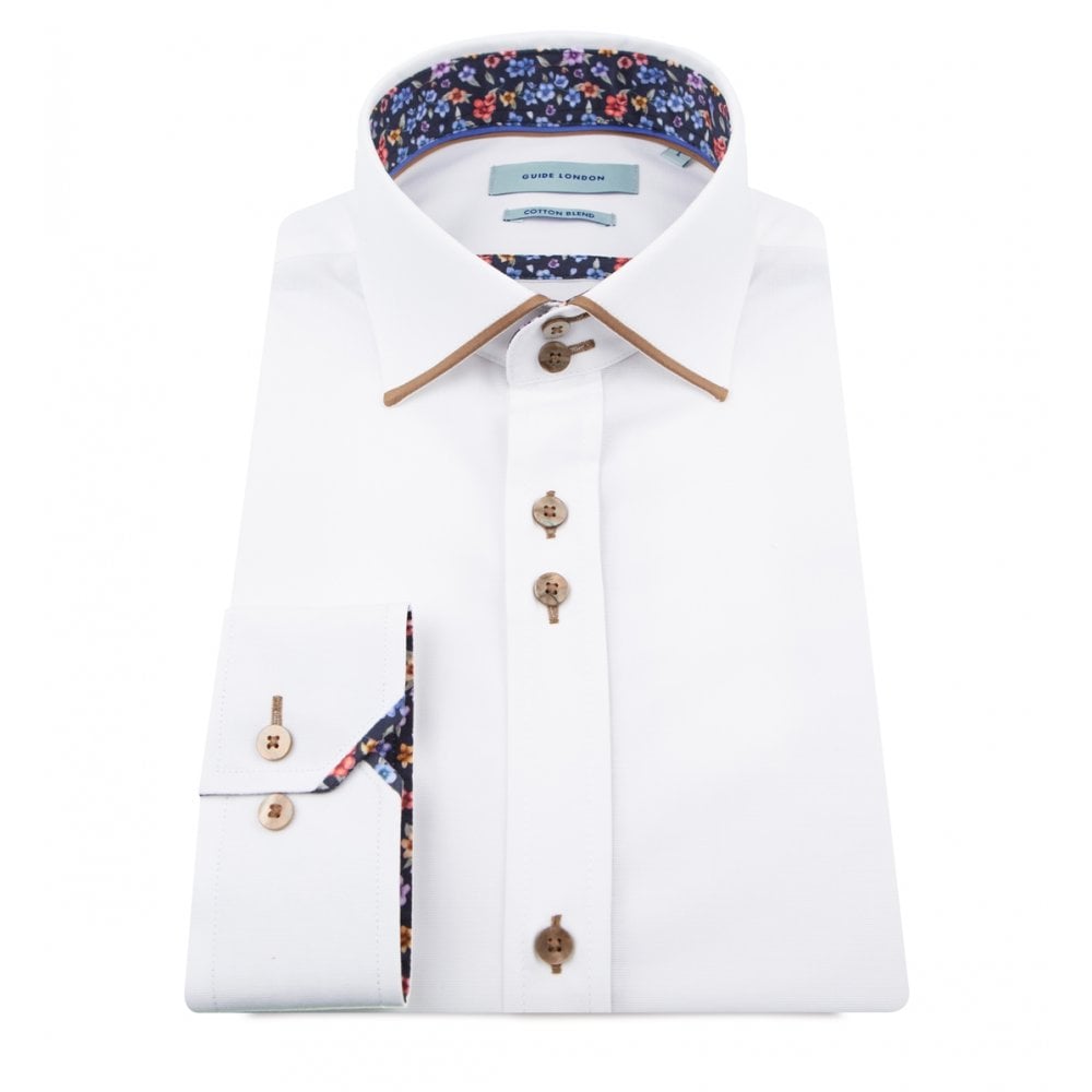 GUIDE LONDON LS.75805 TIP SHIRT WHITE/TAN