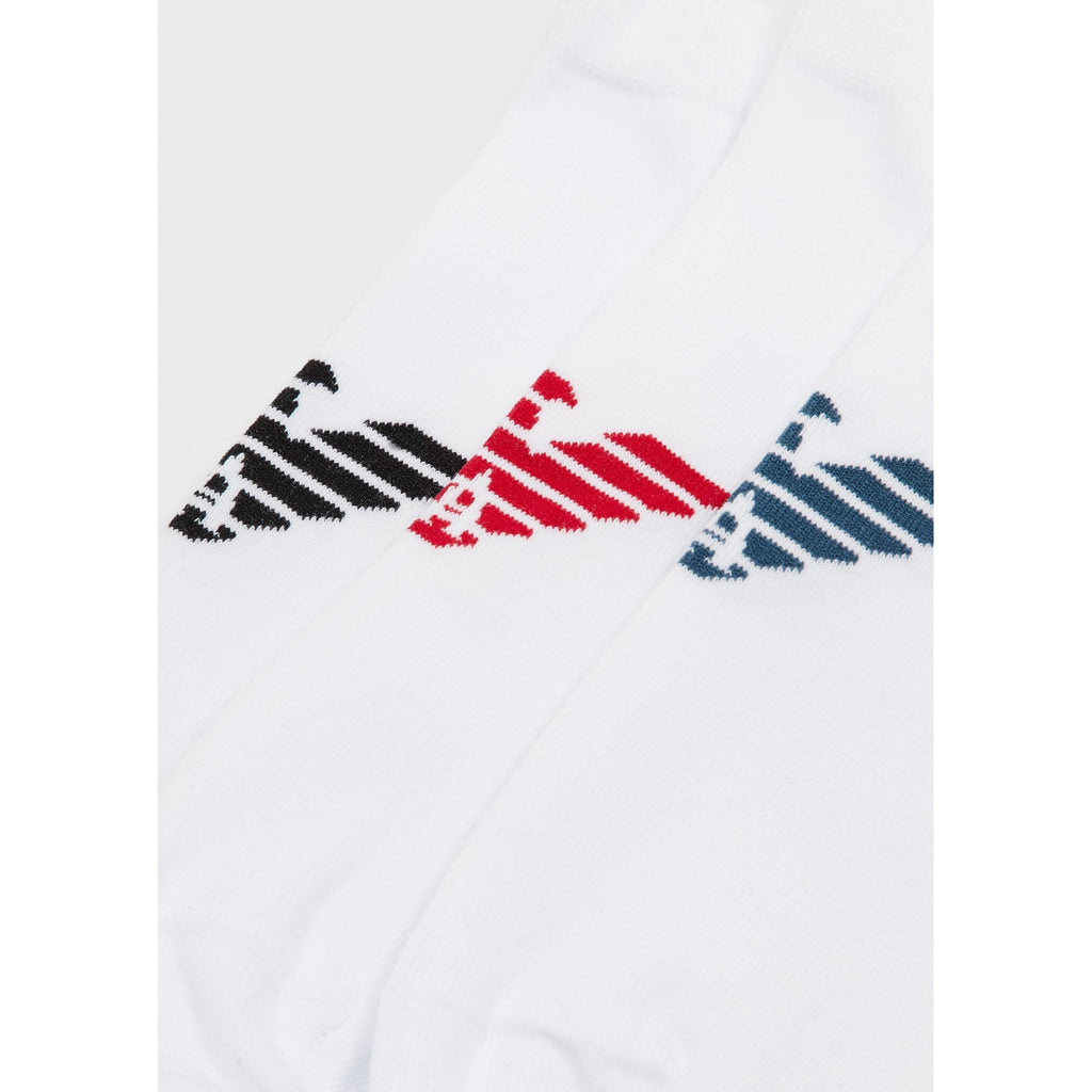 EMPORIO ARMANI 300008 3 PACK ANKLE SOCKS WHITE