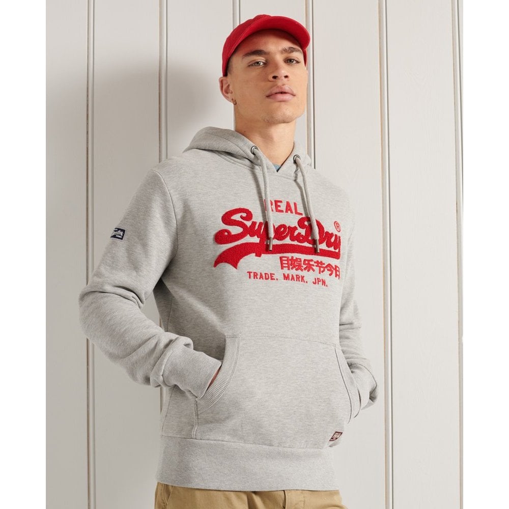 SUPERDRY VINTAGE LABEL CHENILLE UB HOOD GREY MARL