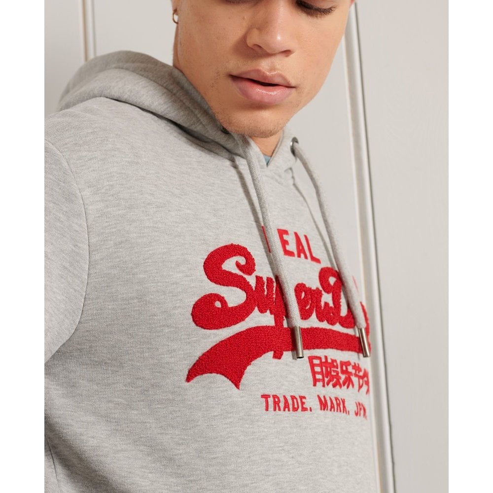 SUPERDRY VINTAGE LABEL CHENILLE UB HOOD GREY MARL