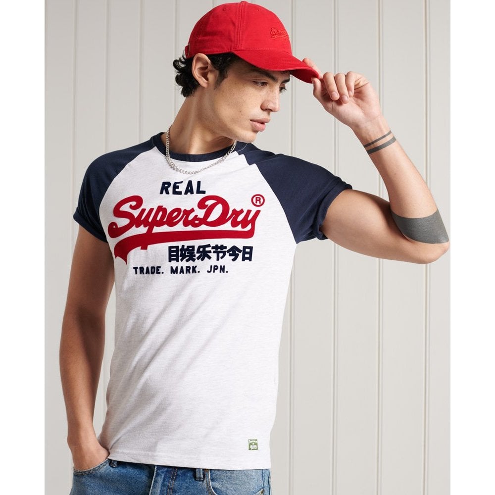 SUPERDRY VINTAGE LABEL DUO RAGLAN T-SHIRT ICE MARL