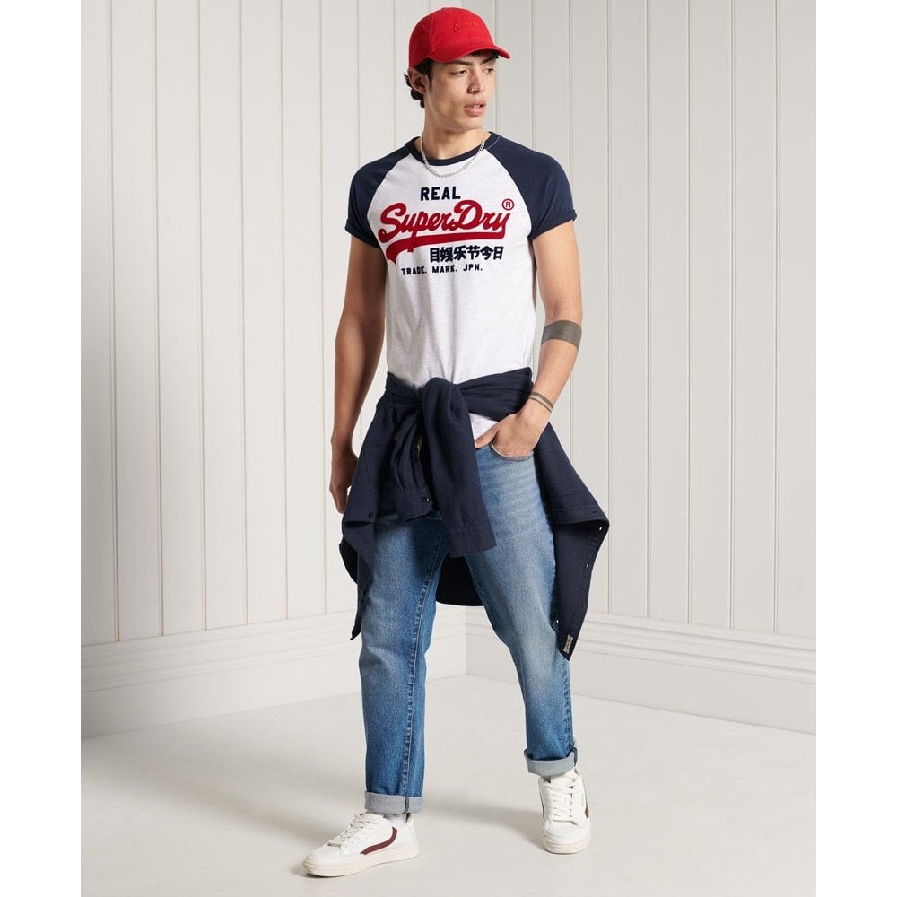 SUPERDRY VINTAGE LABEL DUO RAGLAN T-SHIRT ICE MARL