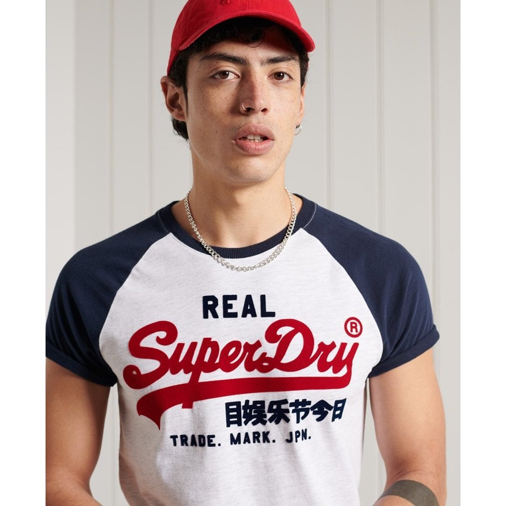 SUPERDRY VINTAGE LABEL DUO RAGLAN T-SHIRT ICE MARL