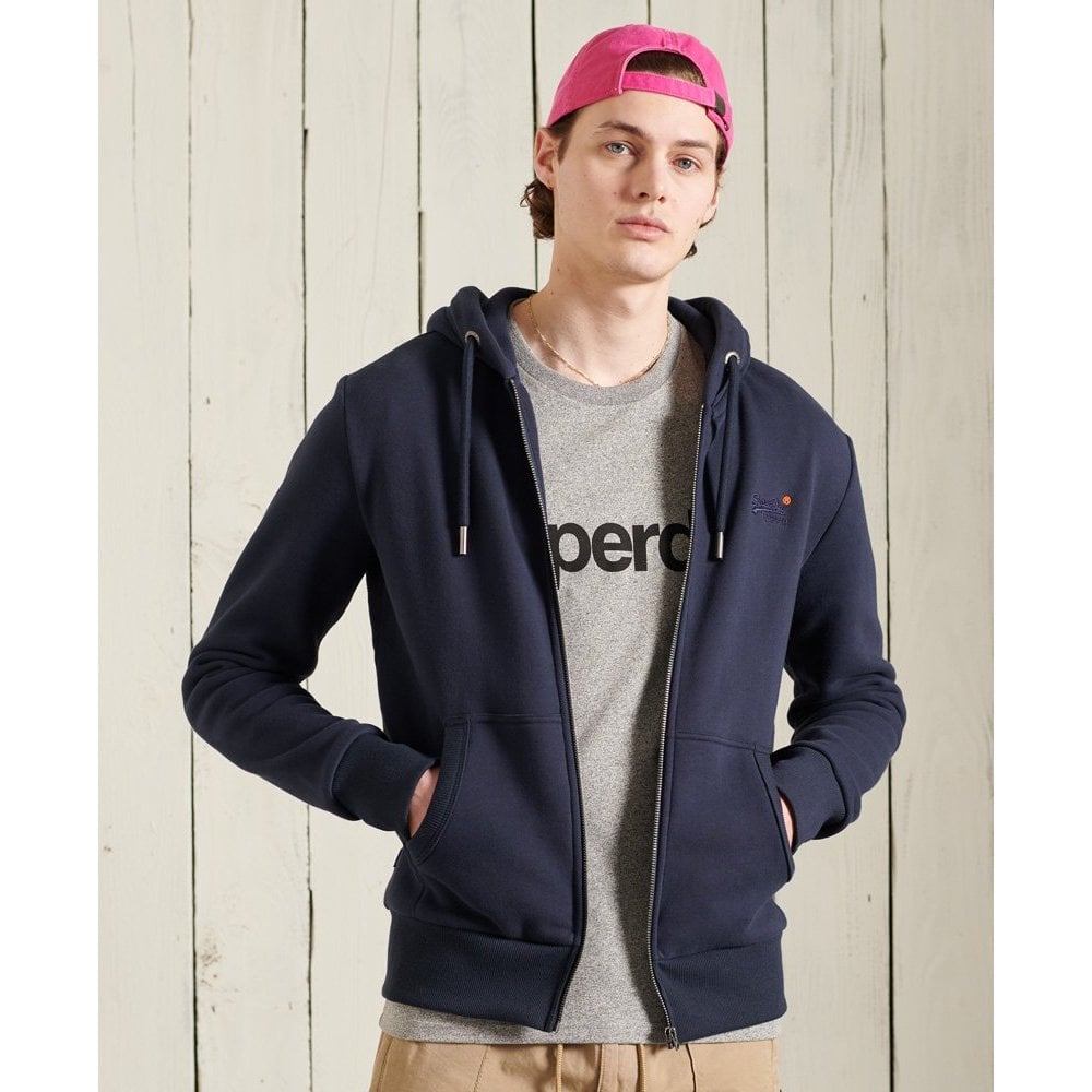 SUPERDRY ORANGE LABEL CLASSIC ZIP HOOD RICH NAVY