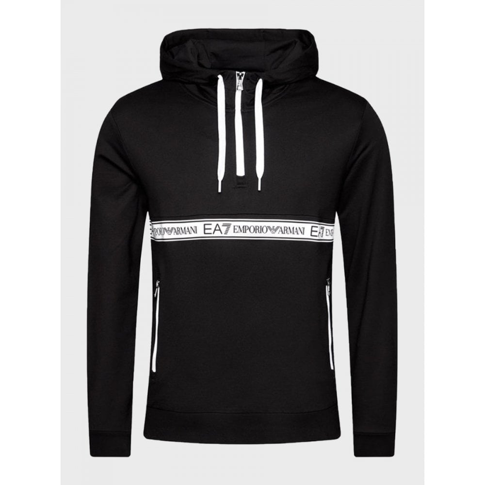 EMPORIO ARMANI EA7 3KPM26 1/4 ZIP HOOD BLACK