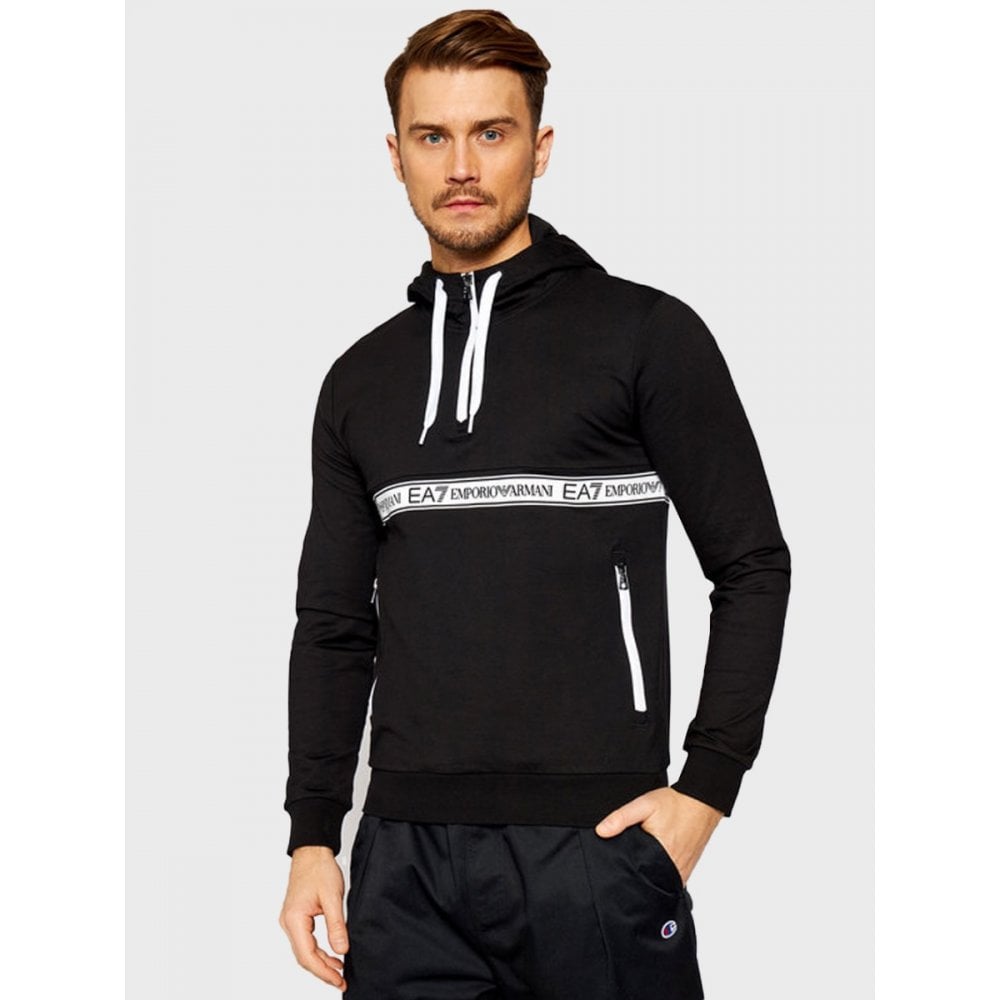 EMPORIO ARMANI EA7 3KPM26 1/4 ZIP HOOD BLACK