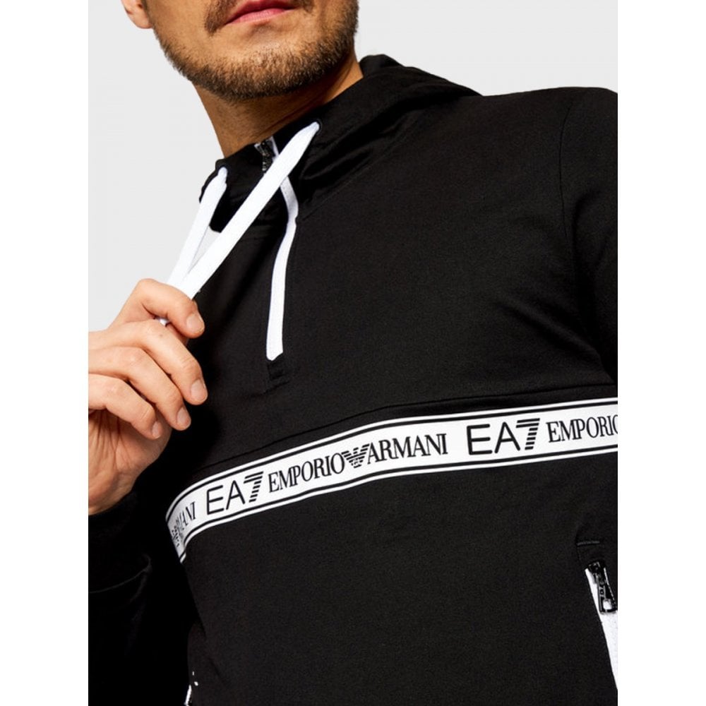 EMPORIO ARMANI EA7 3KPM26 1/4 ZIP HOOD BLACK