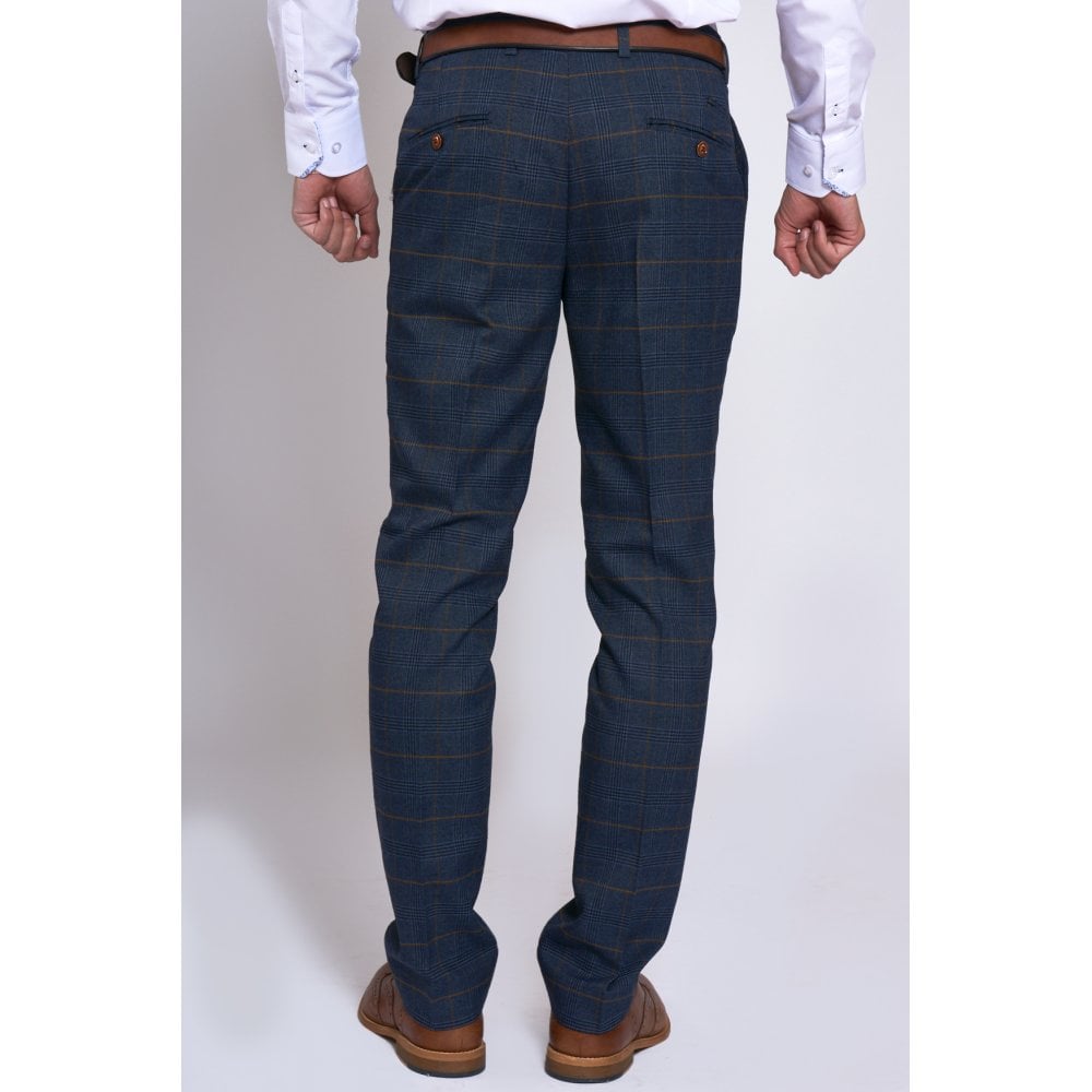 MARC DARCY JENSON CHECK TROUSER MARINE NAVY